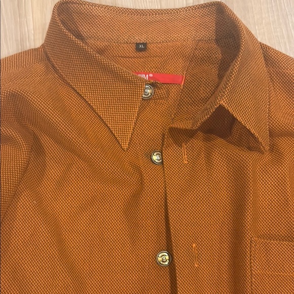 Burnt Orange Textured Button-Up Shirt - Picture 2 of 9